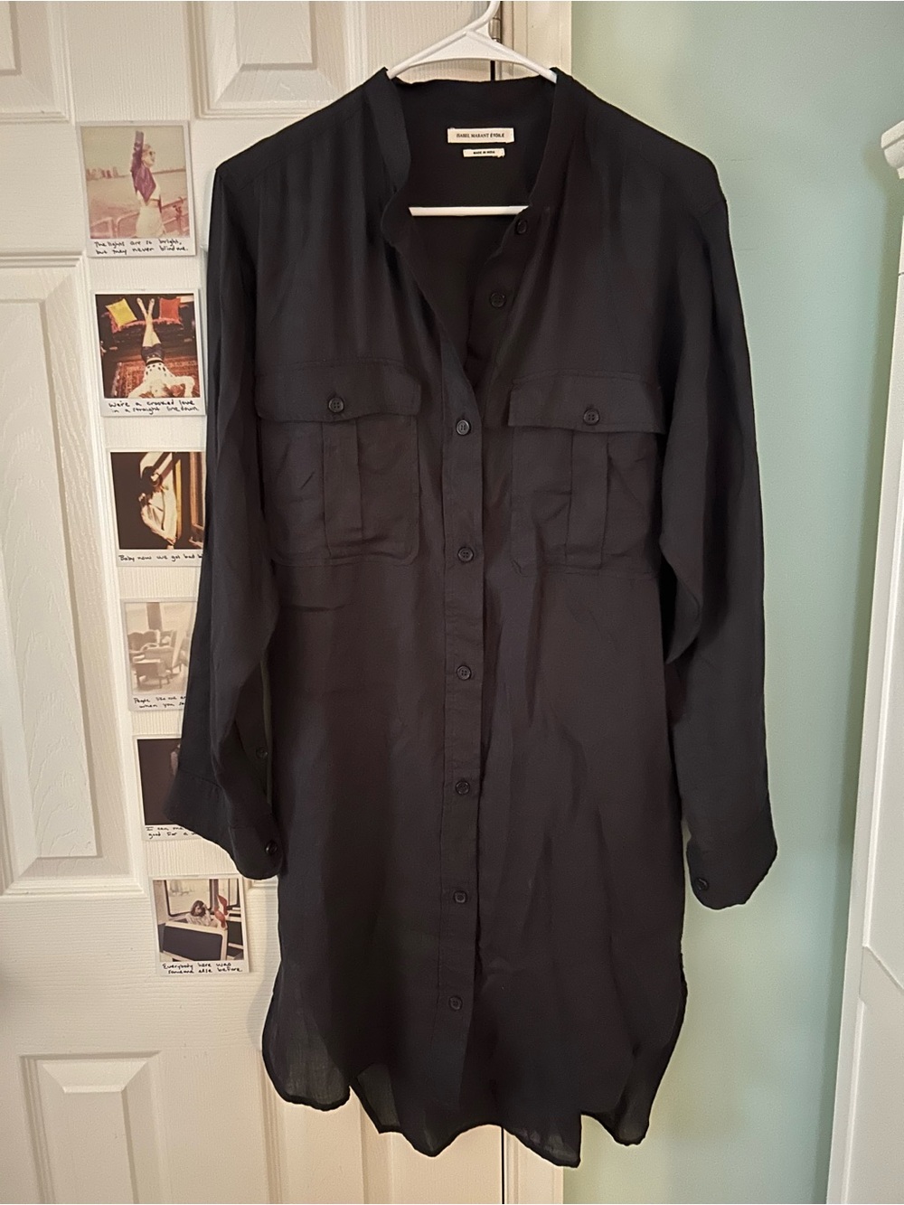 Isabel Marant Etoile Black Long Sleeve Shirt Button-Up Dress
